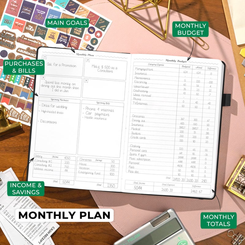 GoGirl Budget Planner - Monthly Financial Planner Organizer Budget Book. Expense Tracker Notebook Journal to Control Money  Compact (Black) - Image 3